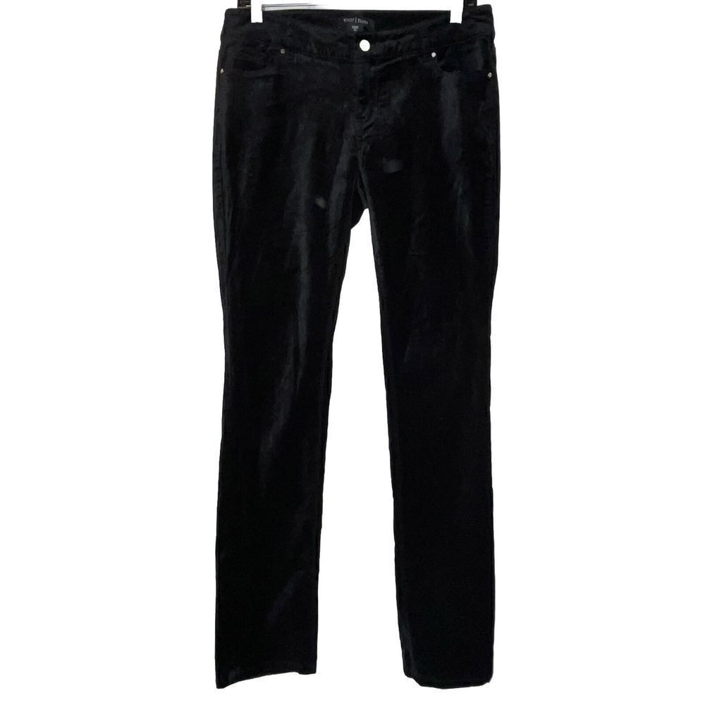 White House Black Market Pants Size 4L Noir‎ Slim Leg Black Velvet Pants Bling